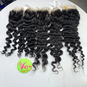 ผมเวียดนามแท้แบบลอนลึก 4x4  ขนาด 12-24 นิ้ว พร้อมเชือกผูกผม HD Lace Closure ขายส่ง - Product Image 1