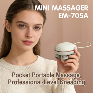 Handheld Rechargeable <strong>Mini</strong> Scalp Head <strong>Massager</strong> EMS Red Light Heat Waterproof 4 Silicone Massage Heads Brush - Product Image 2