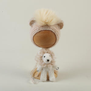 Mohair <span class=keywords><strong>tricot</strong></span>é Lion chapeau jouet ensemble nouveau-né photographie tenue <span class=keywords><strong>Kit</strong></span> Amigurumi animaux jouets bébé Photo Prop Teddy Bear <span class=keywords><strong>Bonnet</strong></span> - Product Image 1