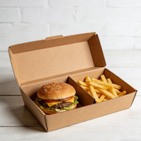 Dossiers en papier pour la livraison de nourriture rapide, biodégradables, écologiques, avec logo personnalisé, pour hamburgers et frites, avec gaufrage