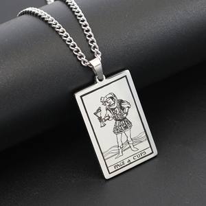 Moda Hip Hop Tarot kartları Esotericism takı Vintage paslanmaz çelik Waite <span class=keywords><strong>Chalice</strong></span> Tarot kart kolye kolye erkekler için - Product Image 3