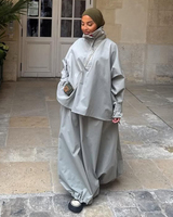 Ensembles en coton pour femmes, tenues décontractées élégantes à col montant, coupe ample et modeste, style arabe de Dubaï, tenues sportives décontractées 2026