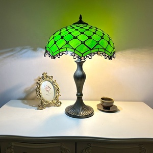Longhuijing 16-Inch Stained Glass Mediterranean LED E26 Dome Simple Flexible AC Table <b>Light</b> for Living Room Bedroom Office - Product Image 4