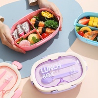 Boîte à lunch portable à double compartiment JM, compatible micro-ondes, pour les employés de bureau, en plastique