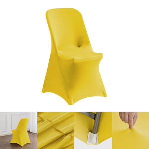 Coprisedie per sedie da banchetto Stretch per feste bianche per matrimonio in Spandex pieghevole - Product Image 4
