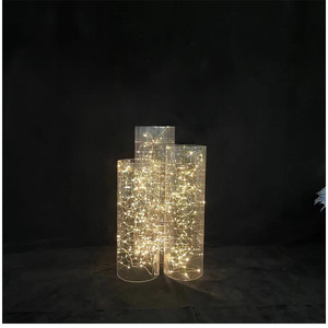 Colonna di visualizzazione della decorazione di nozze del cilindro acrilico della Base rotonda acrilica del piombo della strada per matrimoni e banchetti - Product Image 4