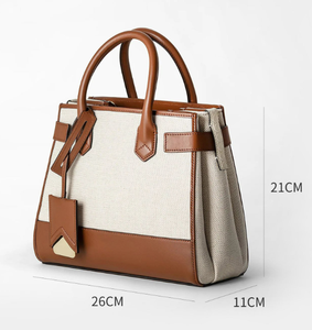 Bolso de Mano de Lona y Cuero para Mujer, Bolso Cruzado de Moda de Lujo, Logotipo, Tamaño y Material Totalmente Personalizables - Product Image 4