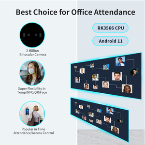 Dispositivo de medición de temperatura AI dinámico Terminal de reconocimiento facial real biométrico para sistema de acceso de puerta de máquina de asistencia de tiempo - Product Image 4