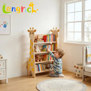 Estantería Montessori con Forma de Jirafa, con Estantes Escalonados y Diseño de Madera Natural, Librería Infantil Unisex para el Hogar y la Guardería - Product Image 3