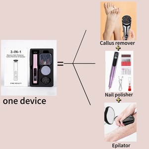 Épilateur 3-en-1 en métal et cristal, anti-callosités, polisseur d'ongles, étanche IPX4, fonctionnement en anglais - Soins personnels à domicile - Product Image 1