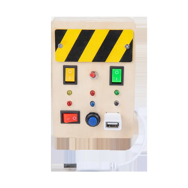 Children Montessori Educational Toys Power Supplier LED Light Switch Wooden Busy Board Kids Early Education DIY Wooden Toys