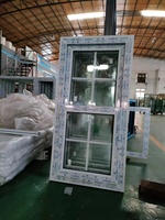 Fenêtre à guillotine américaine Fenêtre coulissante verticale en verre couleur blanche Pvc Fenêtre coulissante en verre double vitrage avec grilles Design