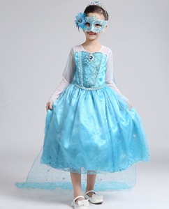 Costume de princesse Anna <span class=keywords><strong>Elsa</strong></span> à paillettes de haute qualité pour enfants, film télévisé, manches longues, couleur bleu clair, cosplay, fête d'anniversaire, Halloween - Product Image 3