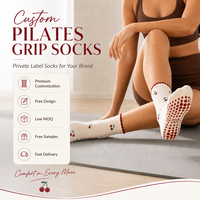 Chaussettes de yoga antidérapantes en coton pour femmes, chaussettes de sport à adhérence pour le ballet et le Pilates, chaussettes de fitness personnalisées à grip, chaussettes mi-mollet