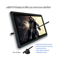 Tablette graphique LCD de 15,6 pouces de qualité supérieure, électromagnétique, avec stylet numérique, bras de moniteur pour les designers et les artistes, en stock