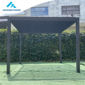 Pavillon de terrasse amovible en alliage d'aluminium Skypoly avec toit incliné solide, style vintage, rayé, imperméable pour balcon - Product Image 5