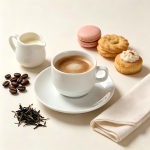 Set di Tazza e Piattino in Ceramica Bianca, Tazza <span class=keywords><strong>da</strong></span> Tè in Porcellana con Piattino e Manico a D per Tè, Caffè, Ristoranti, Hotel, Vendita all'Ingrosso - Product Image 6