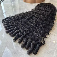Perruque en cheveux humains vierges Remy indiens bouclés, densité 200%, 30 pouces, 13x6 HD pour tissage micro-anneaux, ondulations Water Wave