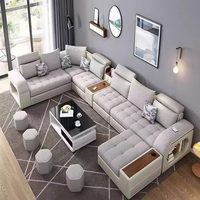 Sofás de tela contemporánea para sala de estar, juego de sofás de cuero, sofá longue de 7 plazas, sofá seccional en forma de U, muebles de sala de estar calientes