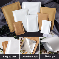 Papier Kraft thermoscellé personnalisé 20G pochette plate à 3 joints latéraux avec intérieur en feuille d'aluminium pour l'emballage alimentaire café thé