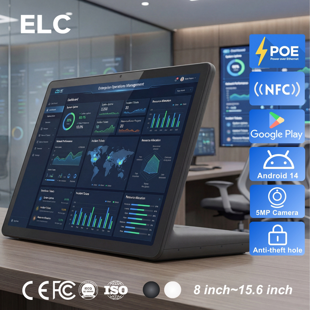 Enterprise Dashboard Desktop L-Shape Tablet PoE for Corporate Real-time Data Dashboard & KPI Performance Display