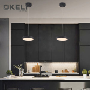 OKELI Rounnd Modern Simple Household Indoor Aluminum SMD2835 Hanging Black Panel LED Pendant <strong>Light</strong> - Product Image 3