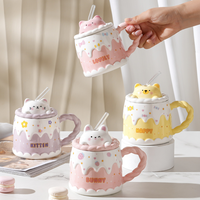 Nouvelle Tasse en Céramique 450ml Série Animaux de Dessin Animé 2026 avec Couvercle, Écologique, Compatible Lave-Vaisselle et Micro-ondes, Certifiée CE, Réutilisable et Personnalisable