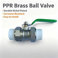 Katup Bola Kuningan PPR Double Union 1/2" 3/4" 1 Inch Katup Bola Inti Kuningan PPR Untuk Pemasangan Pipa Air Panas Dingin