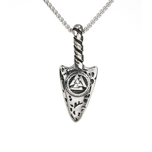 Yunnique – pendentif en forme de pointe de lance viking, perle de couleur acier, chaîne de 60cm, collier pour hommes, bijoux cadeau - Product Image 5