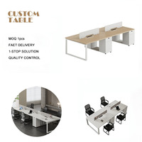 Meubles de bureau modernes, poste de travail pour quatre personnes, panneau d'intimité, armoire de rangement, bureau de travail en bois avec bureau spacieux