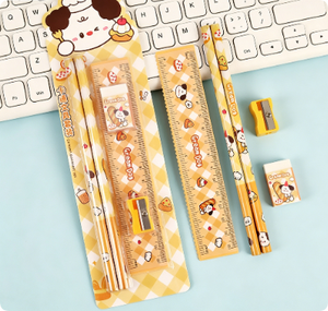 Lot de 5 articles de papeterie de dessin animé pour enfants, ensemble de crayons Kawaii avec 2 crayons, 1 règle, 1 gomme, 1 taille-crayon, cadeau de rentrée scolaire - Product Image 5