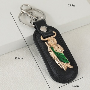Llaveros Religiosos de San <span class=keywords><strong>Judas</strong></span> Tadeo y Nuestra Señora de Guadalupe, Regalo Religioso, Chapado en Oro, <span class=keywords><strong>Cuero</strong></span> PU, Llavero de Metal de San <span class=keywords><strong>Judas</strong></span>, Venta al por Mayor - Product Image 2