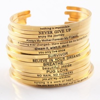 Bracelet manchette en acier titane inspirant Minra or acier inoxydable gravure ouverte personnalisable bijoux de mode