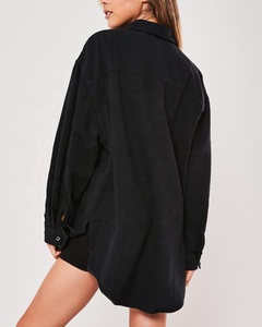 2024 Logo donna Hip Pop <span class=keywords><strong>camicia</strong></span> Streetwear da ragazza <span class=keywords><strong>camicia</strong></span> nera Super <span class=keywords><strong>oversize</strong></span> Boyfriend Denim - Product Image 2