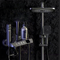 Ensemble de douche tout en laiton chromé au design moderne et minimaliste, avec jets pulvérisateurs/massage/bulles, haute pression, fixation murale