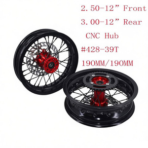 Jantes de moto supermotard 12 pouces en alliage d'aluminium CNC avec moyeu et rayons, roues 2.50-12" et 3.00-12" - Product Image 3