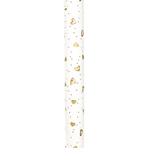 Love Gift <b>Wrap</b> 1.5m x 70cm <b>White</b> Gold Hearts Dots Pattern Party Supplies - Product Image 2