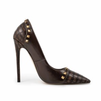 Escarpins de bureau de luxe pour femmes, style européen, à talons hauts, bout pointu, avec rivets, grandes tailles, sexy