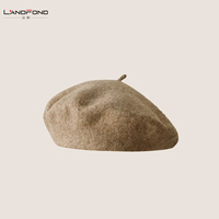 Landfond accessoire automne et hiver laine béret chapeau fille couleur unie mode tricoté chapeau