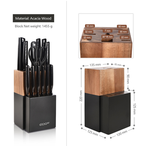 Nouveau design de la série Stark 15 pièces ensemble de couteaux de cuisine à revêtement noir couteau de chef en acier inoxydable Super Sharp avec porte-couteau en <span class=keywords><strong>bois</strong></span> - Product Image 6