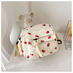 Bolso de terciopelo estilo coreano para mujer, nuevo modelo 2025, estampado de fresas, bandolera informal para mujer - Product Image 3