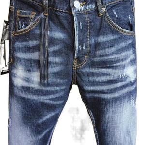 Jeans en denim stretch déchiré, coupe slim, délavé moyen, style Y2K hip-hop, décontracté, pour homme, tissu tissé - Product Image 4