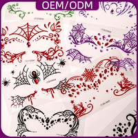 Stiker Kristal Berhias Rhinestone, Mutiara, dan Payet Renda 3D Kupu-kupu Merah OEM Khusus untuk Pesta Halloween