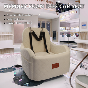 Asiento de Coche para Perro, Lujoso, Cuadrado, Elevado, Completamente Desmontable, Lavable, Ecológico, Cama Refrescante para Gatos, 2 Correas de Seguridad con Clip - Product Image 2