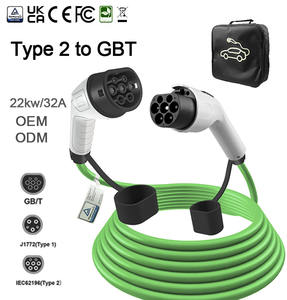 Cavo di ricarica per auto elettriche OEM 32A 22kW trifase da Tipo 2 a GBT, alta compatibilità, TPU, lunghezza 5m, cavo caricabatterie EV - Product Image 1