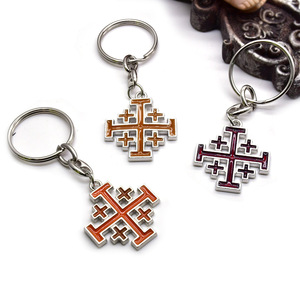 Llavero con Colgante de Cruz, Aleación de Zinc, Forma de Cruz, Color Rojo Oscuro, Naranja, Marrón Amarillento, Metal, Primavera 2024, Origen Jinhua - Product Image 1