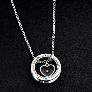 Collier pendentif en acier inoxydable résistant au ternissement, avec anneau rond, lettre gravée, cœur et graines de moutarde, bijou de foi - Product Image 3