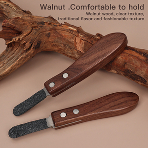 Venta al por mayor de fábrica, logotipo personalizado, mango de madera, cuchillo desplumador para <span class=keywords><strong>perros</strong></span>, cuchillo pelador para Terrier - Product Image 6