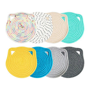 Tapis isolant rond en coton 18 cm, pour usage domestique, dessous de plat, dessous de verre, couleur unie, lavable à la main - Product Image 5