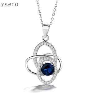 925 Sterling Silver Universe Design Blue Pendant Necklace for Valentine 's Day Gift